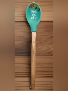 Krumbs Kitchen Farmhouse Holiday Silicone Cooking Spoon w/ Wooden Handle Gather